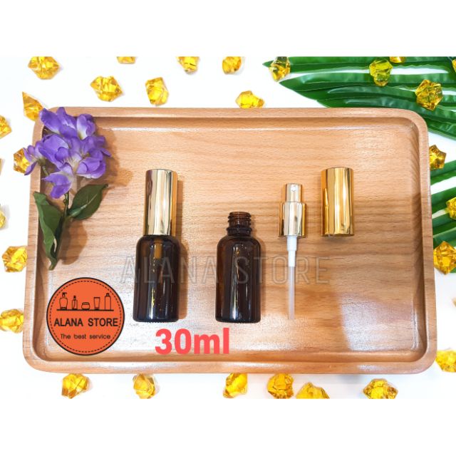 Lọ xịt phun sương thủy tinh nâu nắp nhôm 30ml