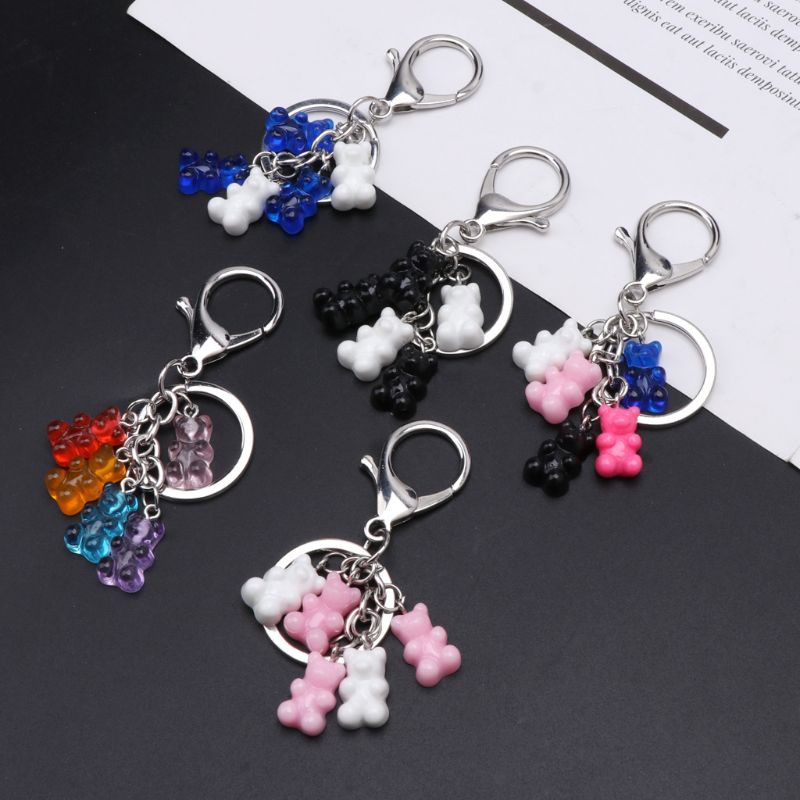 YOI*Gummy Bear Keychain Candy Bear Resin Pendant Charms Colorful Handbag Keyring