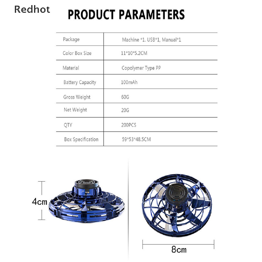 &lt; Redhot &gt; Con Quay Đồ Chơi Spinner Mini Có Đèn LED Loại UFO Nâng Cấp Chuyến Bay