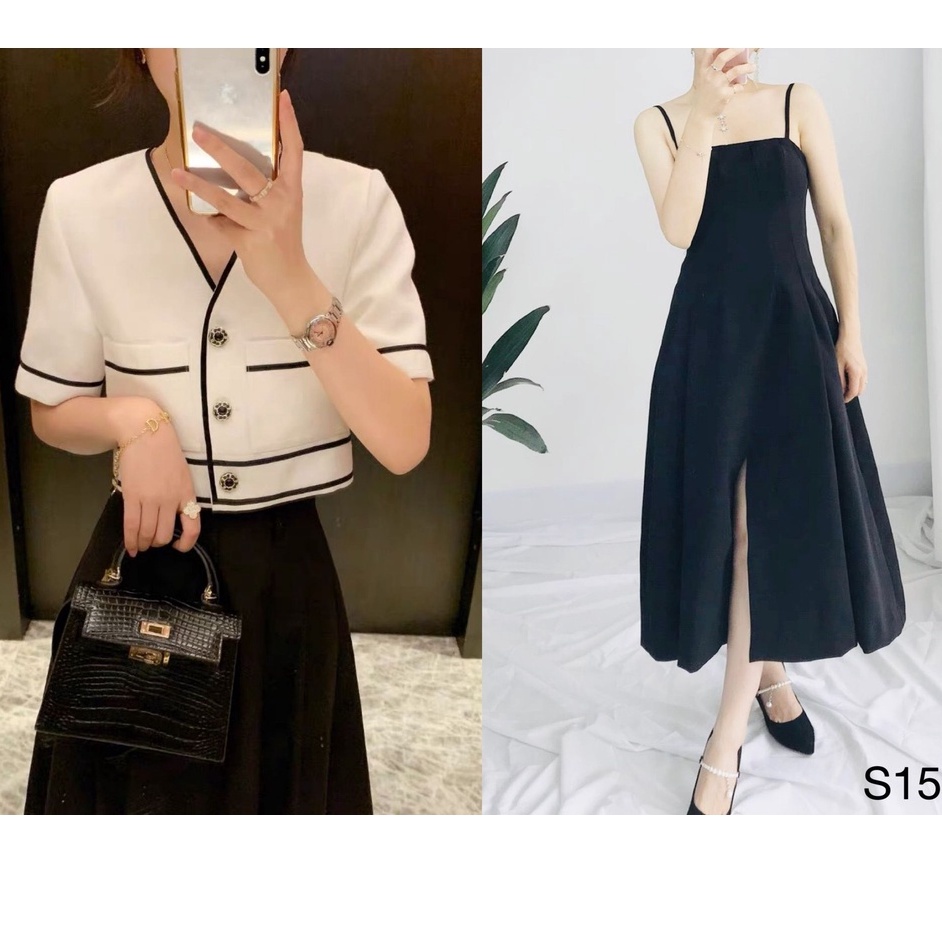 Váy 2 dây sang chảnh xẻ tà - S150 (CHỈ VÁY)