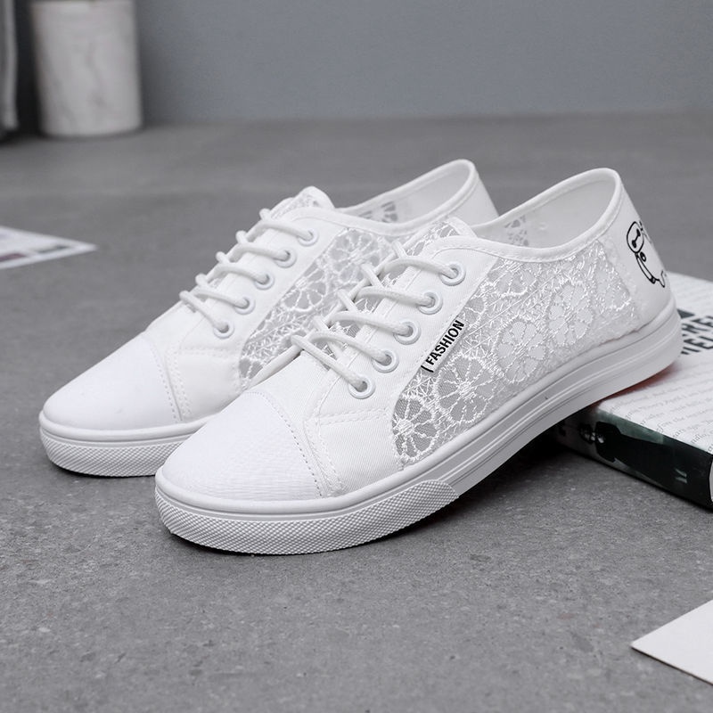 Giày Thể Thao Canvas Phối Lưới Thoáng Khí Thiết Kế Mới Năng Động Thời Trang Cho Nữ