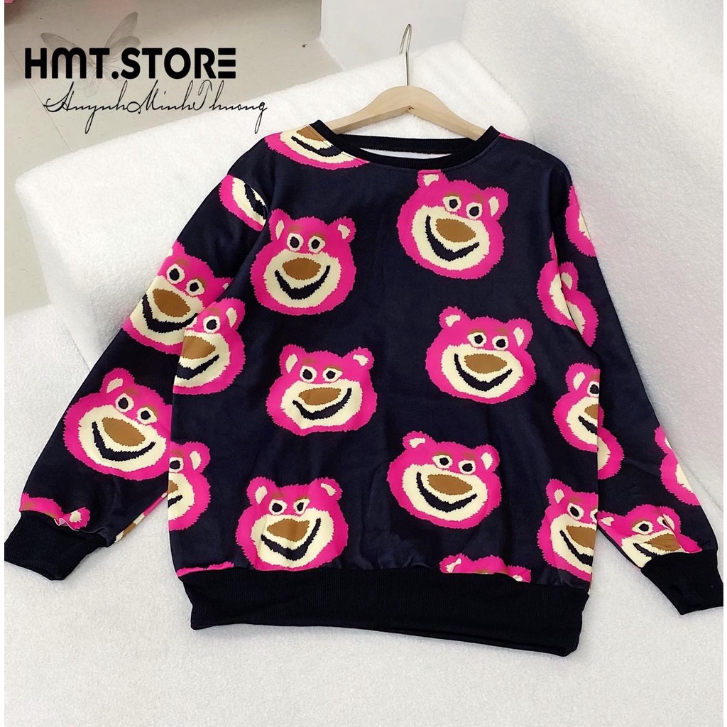 Áo sweater đen gấu dâu