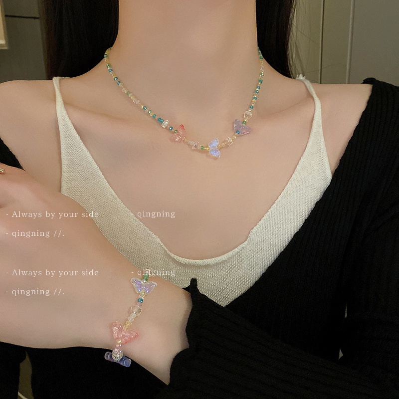 Dây Chuyền Mặt Hình Bướm Đính Đá Pha Lê Phong Cách Hàn Quốc Thời Trang Cho Nữ
