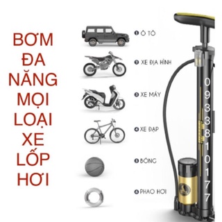 Bơm đa năng có đồng hồ cho xe đạp, xe máy, xe ô tô, bơm bóng, bơm lốp