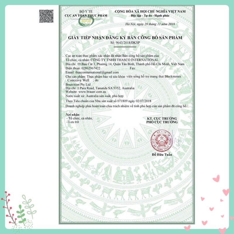 Viên Uống Bổ Trứng Tăng Thụ Thai Blackmore Úc Hộp 56 viên