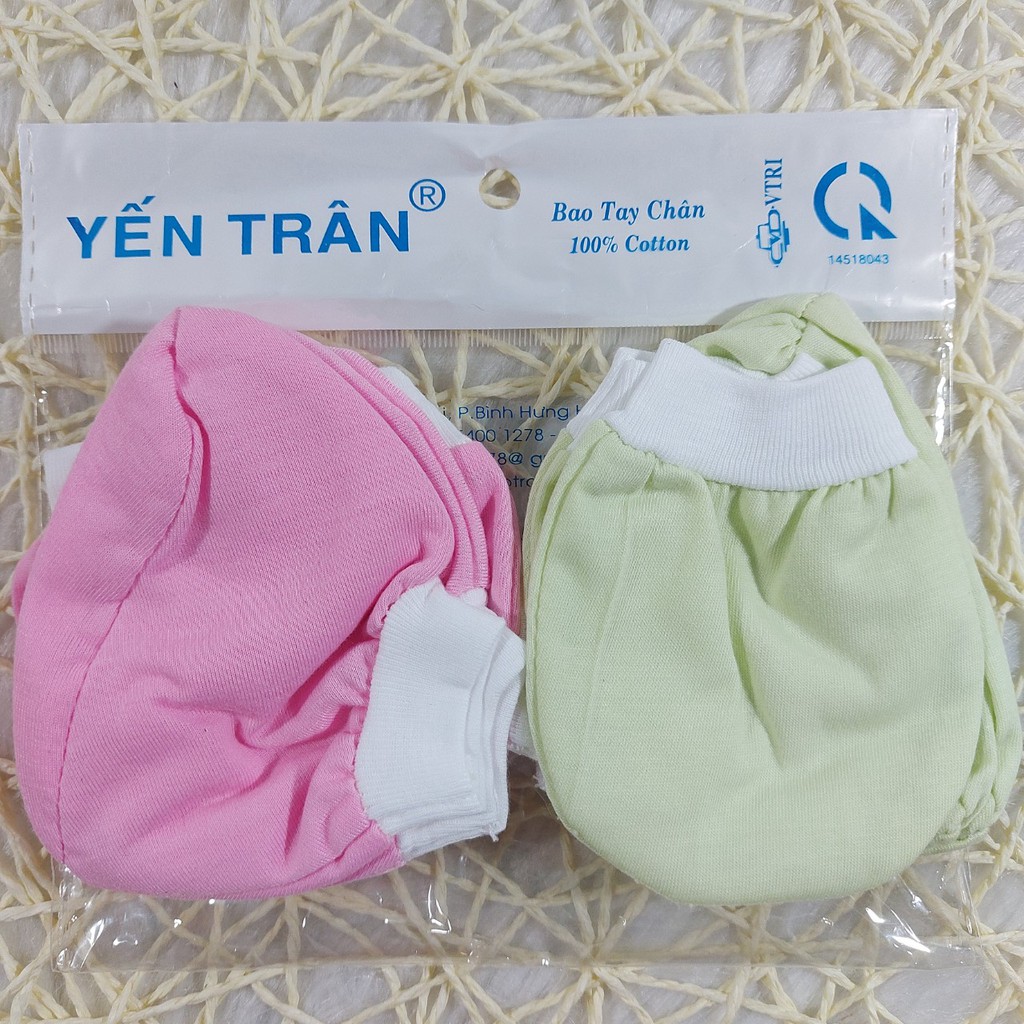 Combo 2 đôi bao tay chân bo sơ sinh cao cấp Yến Trân