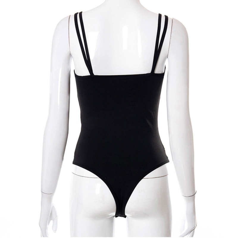 Xiangbao Áo Liền Quần Hai Dây Cổ Chữ V Phối Lưới Xuyên Thấu Gợi Cảm Mùa Hè Cho Nữ