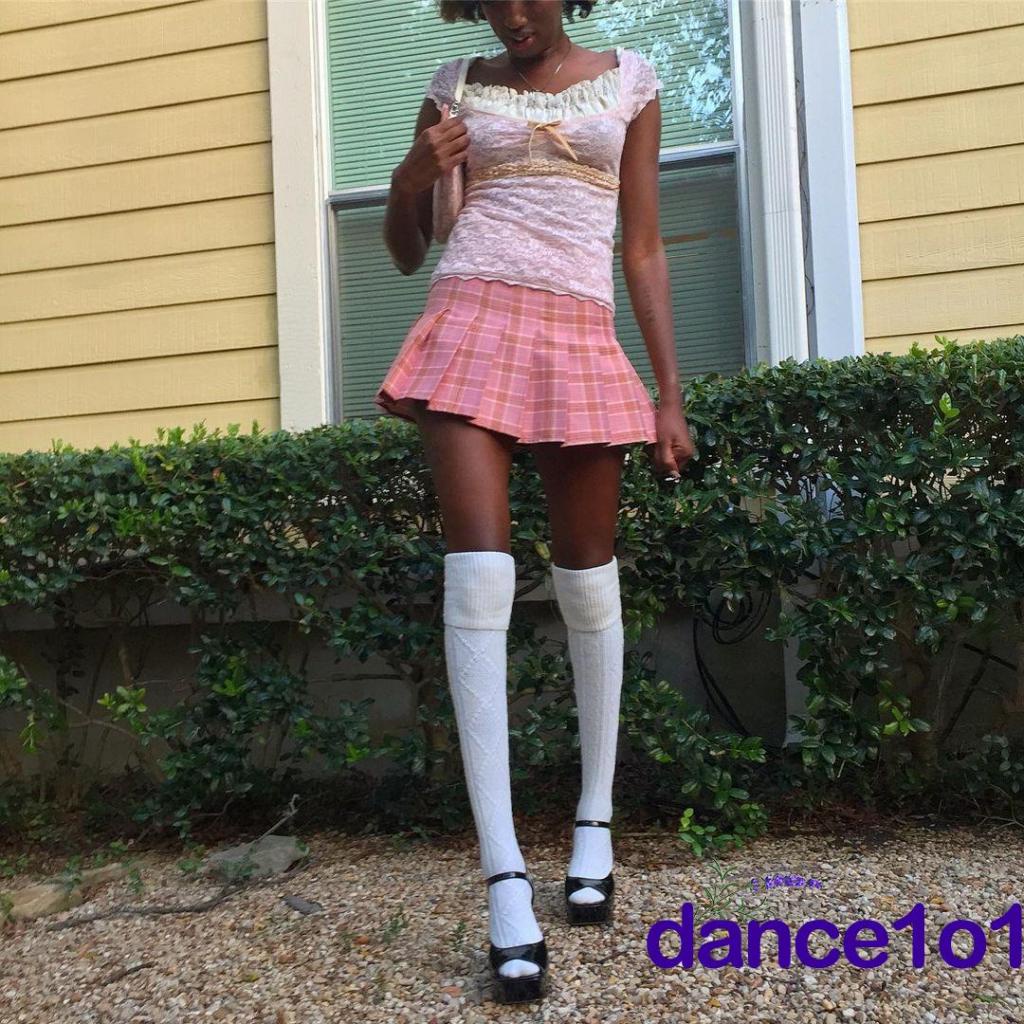 Áo cổ chữ U tay ngắn phối ren màu sắc tương phản thời trang mùa hè cho nữ