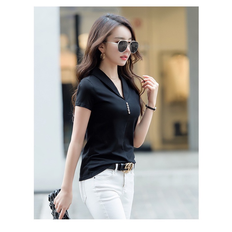 TH6921 - Áo thun nữ cổ bẻ hàng nhập - giá 340k