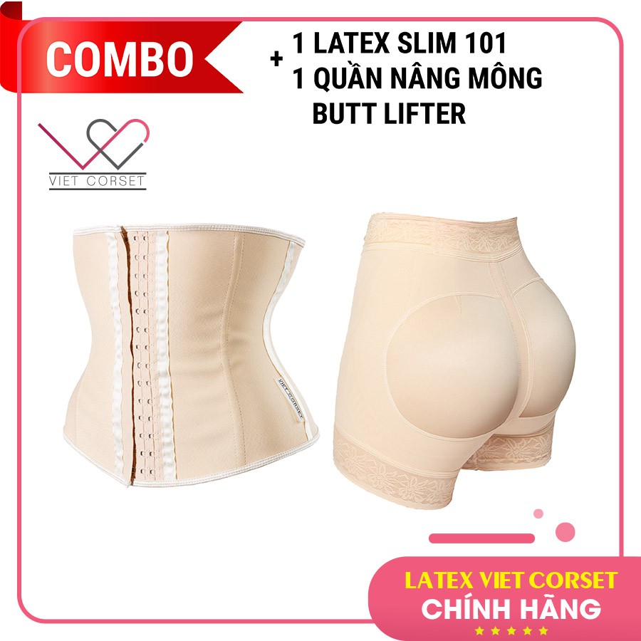 [SALE COMBO] Định Hình Giảm Eo Nâng Mông VietCorset [Latex Slim 102, Quần Nâng Mông Butt Lifter][Hỗ trợ đổi trả]