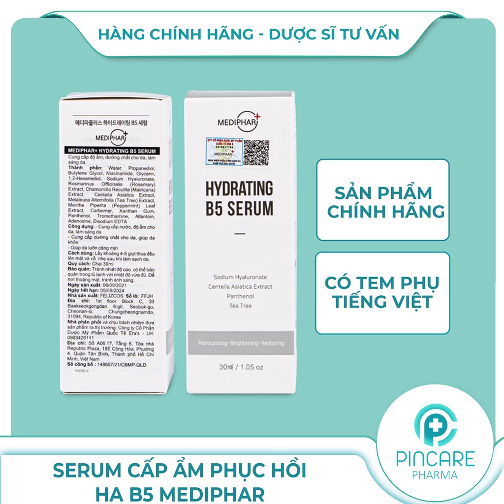 Serum B5 Mediphar 30ml cấp ẩm, phục hồi da, chống lão hóa- Hàng chính hãng - Nhà thuốc PinCare