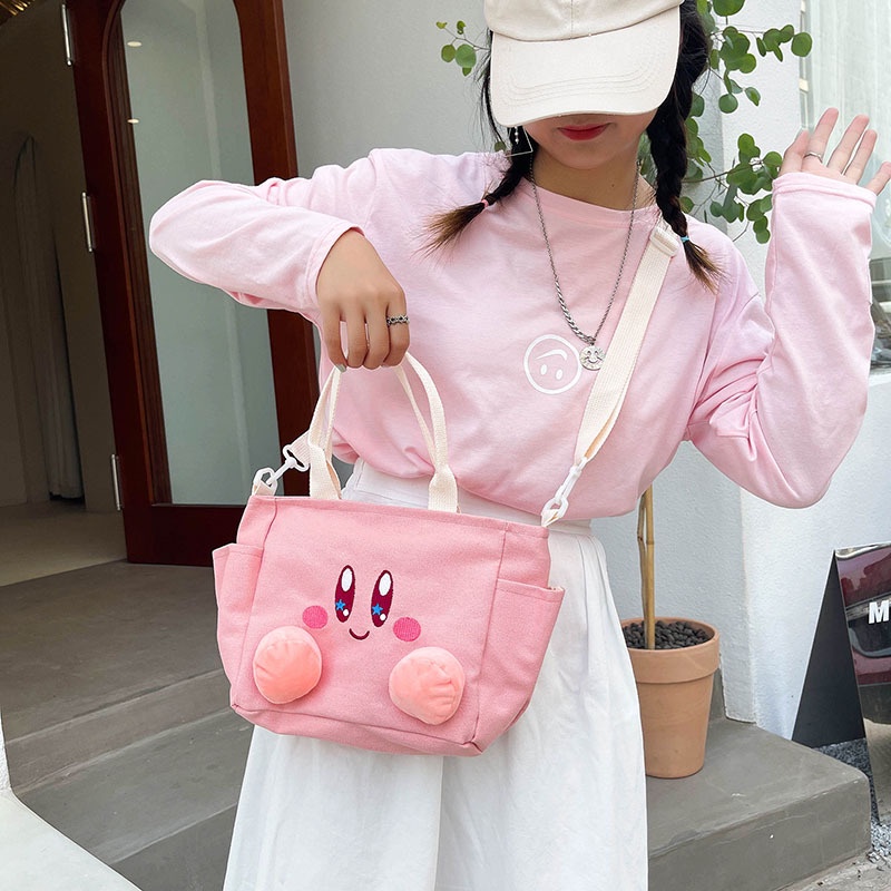 Túi Xách Canvas Sức Chứa Lớn In Họa Tiết Hoạt Hình Dễ Thương Phong Cách Hàn Quốc Cho Nữ