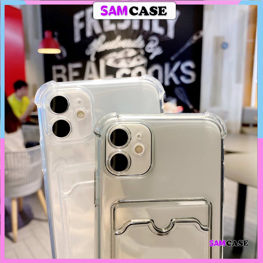 Ốp lưng ví iPhone chống sốc  Silicon trong suốt mềm dẻo có ngăn túi đựng cho iphone 6/6s/7/8/X/XS/11/12/13 Pro Plus Max