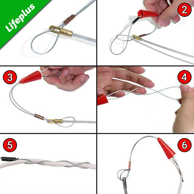 Dây thòng lọng thít dây điện vào dây mồi luồn ống gen