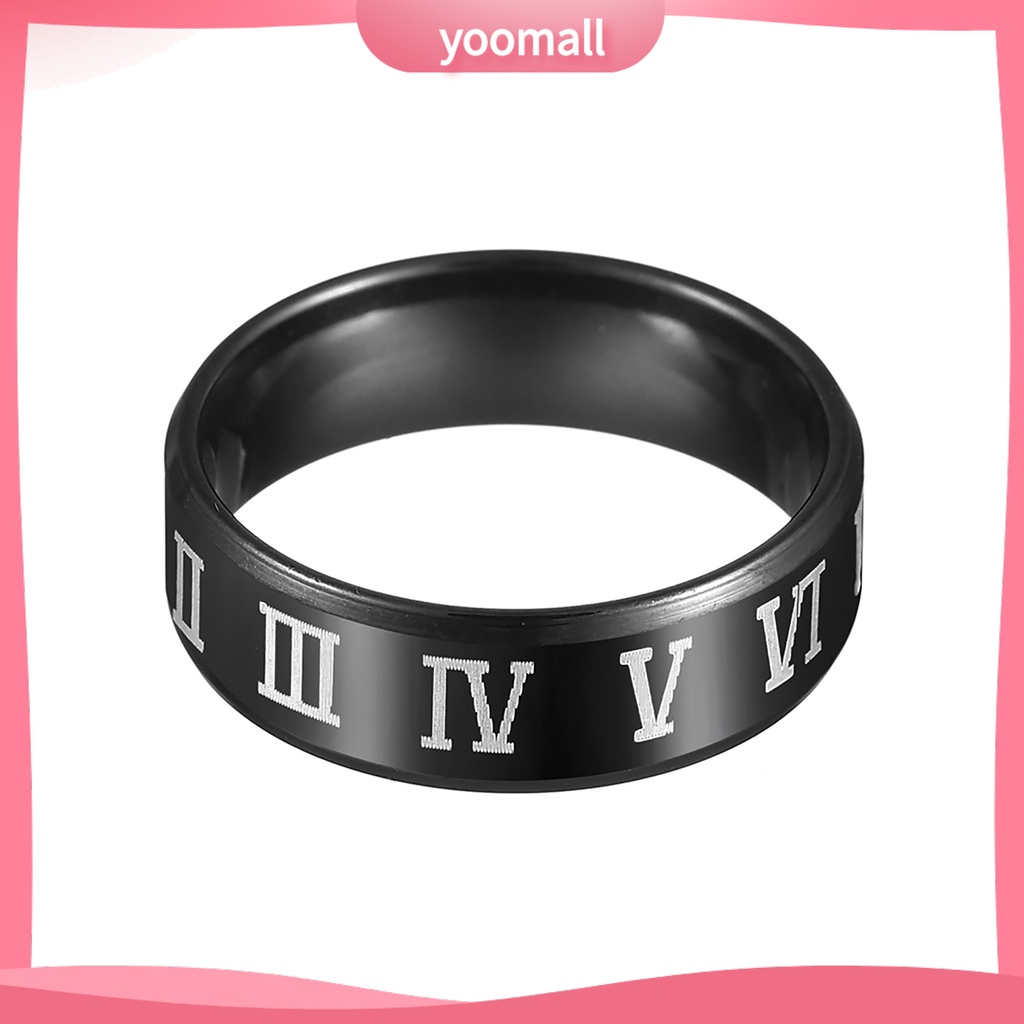 Nhẫn Thép Không Gỉ In Số La Mã Sang Trọng Cho Nam