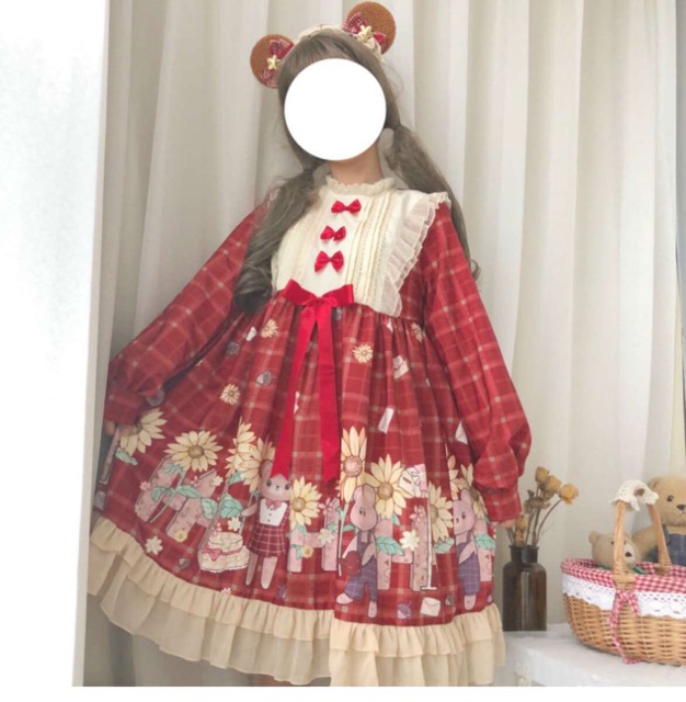 YAS0333-Váy Lolita cute bear and flower