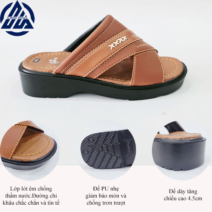 Dép sandal nam cao cấp Little Boss dép nam quai ngang thời trang tăng chiều cao SD-03