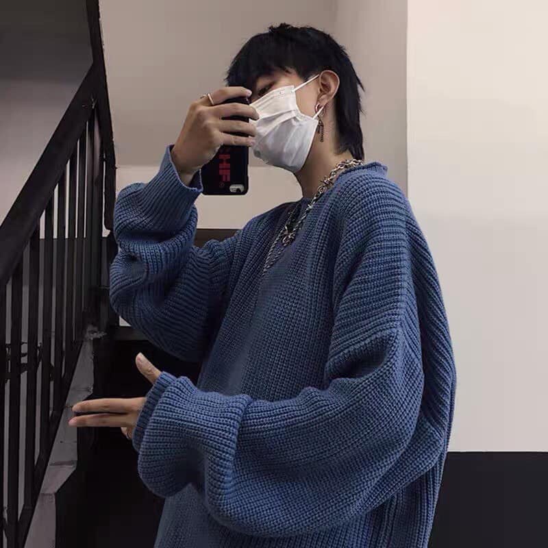 Áo Cổ Tròn Len Tăm Trơn Tay Bồng - Áo SWT Unisex Dáng Rộng Siêu Trendy