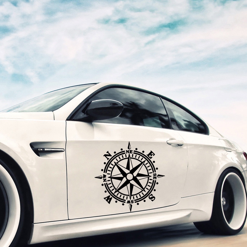 Miếng Dán Vinyl Chống Nước Hình La Bàn Hoạt Hình Vui Nhộn Cho Xe Mazda Cruze Peugeot