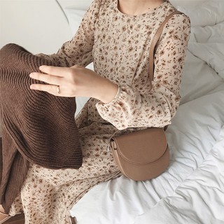 Váy hoa dài tay thon eo mùa thu Vintage Hàn Quốc ibox shop- (ORDER)