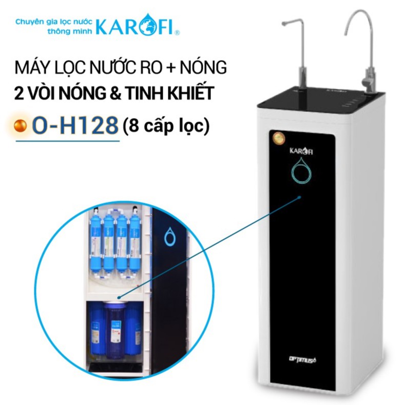 Máy lọc nước RO nóng 2 vòi KAROFI O-H128 (8 cấp lọc)