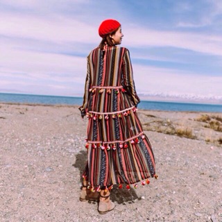 ORDER | Boho Style | Váy thổ cẩm chân tầng hạt bông