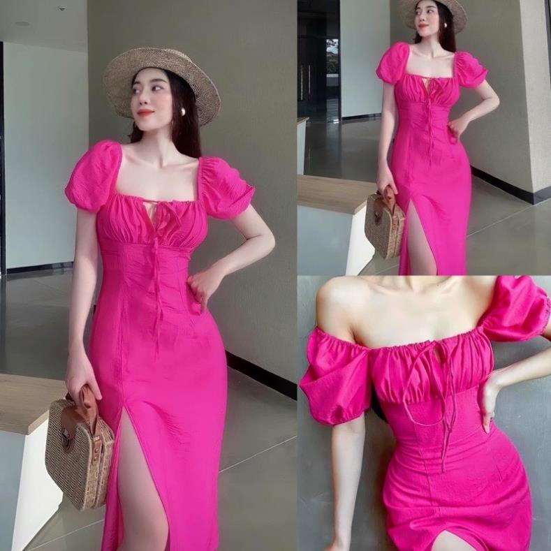 Đầm Váy Nữ Xẻ Tà Dây Kéo Sau Lưng Tiểu thư