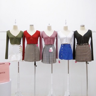 [Giá Hủy Diệt] Áo croptop cổ V gài nút cao cấp (inbox chọn màu ạ)
