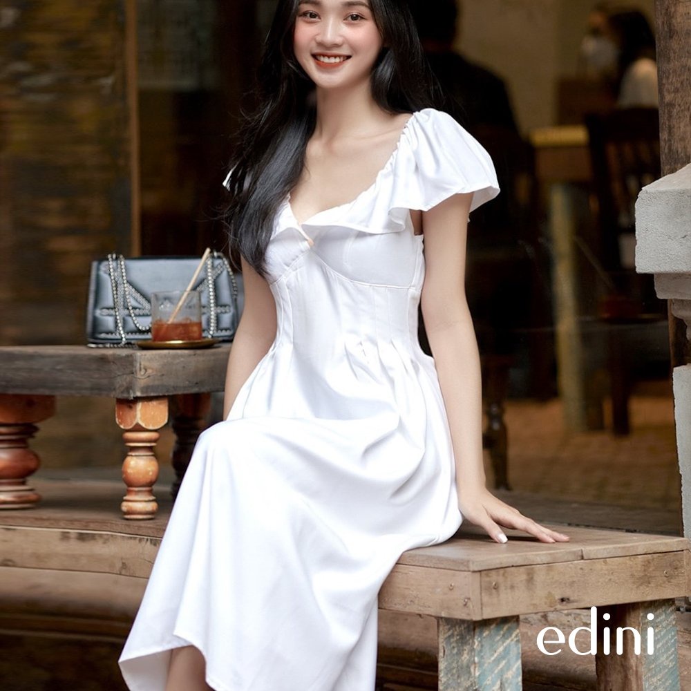 Đầm Cổ Cách Điệu Xếp Ly Eo EDINI - D1436