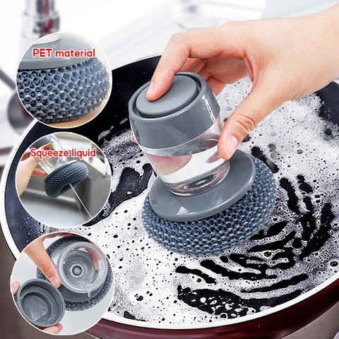 Bàn chải làm sạch, bàn chải nồi, dụng cụ làm sạch đa năng, bàn chải nhà bếp, bàn chải bộ đồ ăn có thể được nạp với chất tẩy rửa