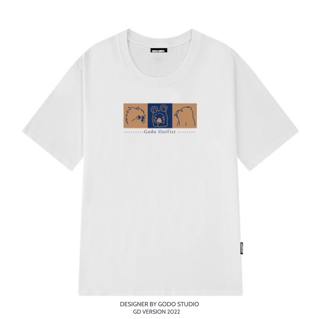 Áo thun tay lỡ GODO OUTFITS form rộng in NHÍM THỎ GẤU,Áo Phông Localbrand chất vải 100% cotton 250gsm chính phẩm AT131