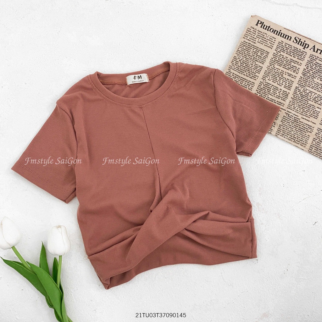 Áo thun tay ngắn VM STYLE xoắn eo ulzzang thời trang nữ 22ATU03T370902