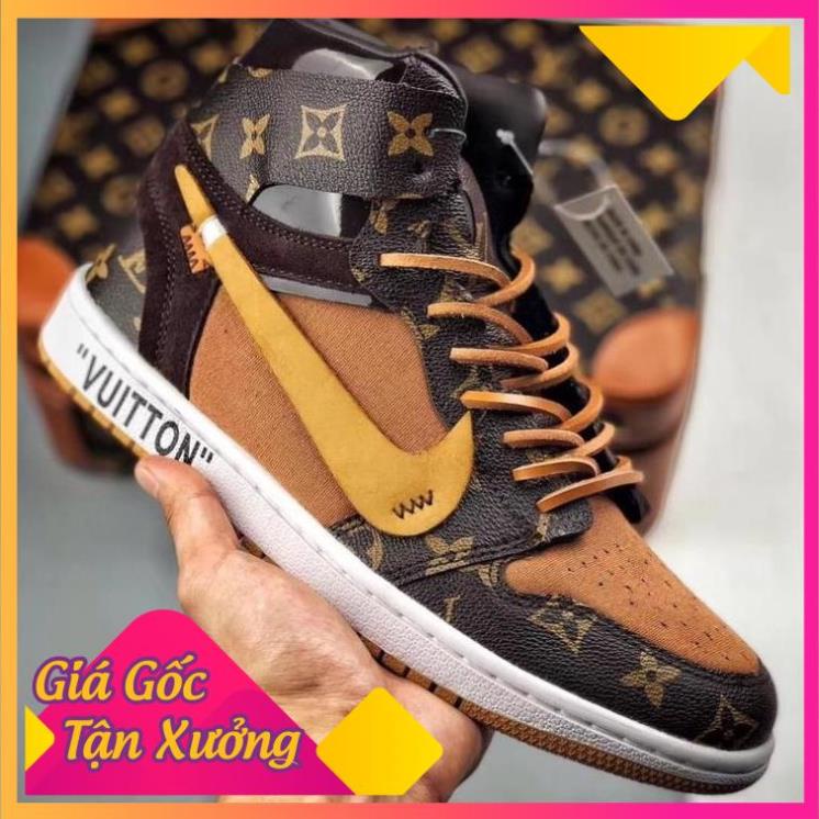 Giày thể thao JD1 Jordan 1 cổ cao LV, Giày sneaker nam nữ JD LV cực hót hàng mới về da lộn 2022