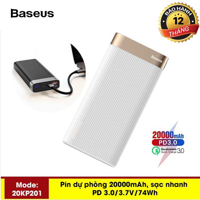 Pin Dự Phòng (BS-20K201) Cao Cấp Dung Lượng 20000mah Công Nghệ Sạc Nhanh Qualcomm QC 3.0 Thiết Kế Đẹp - TopLink