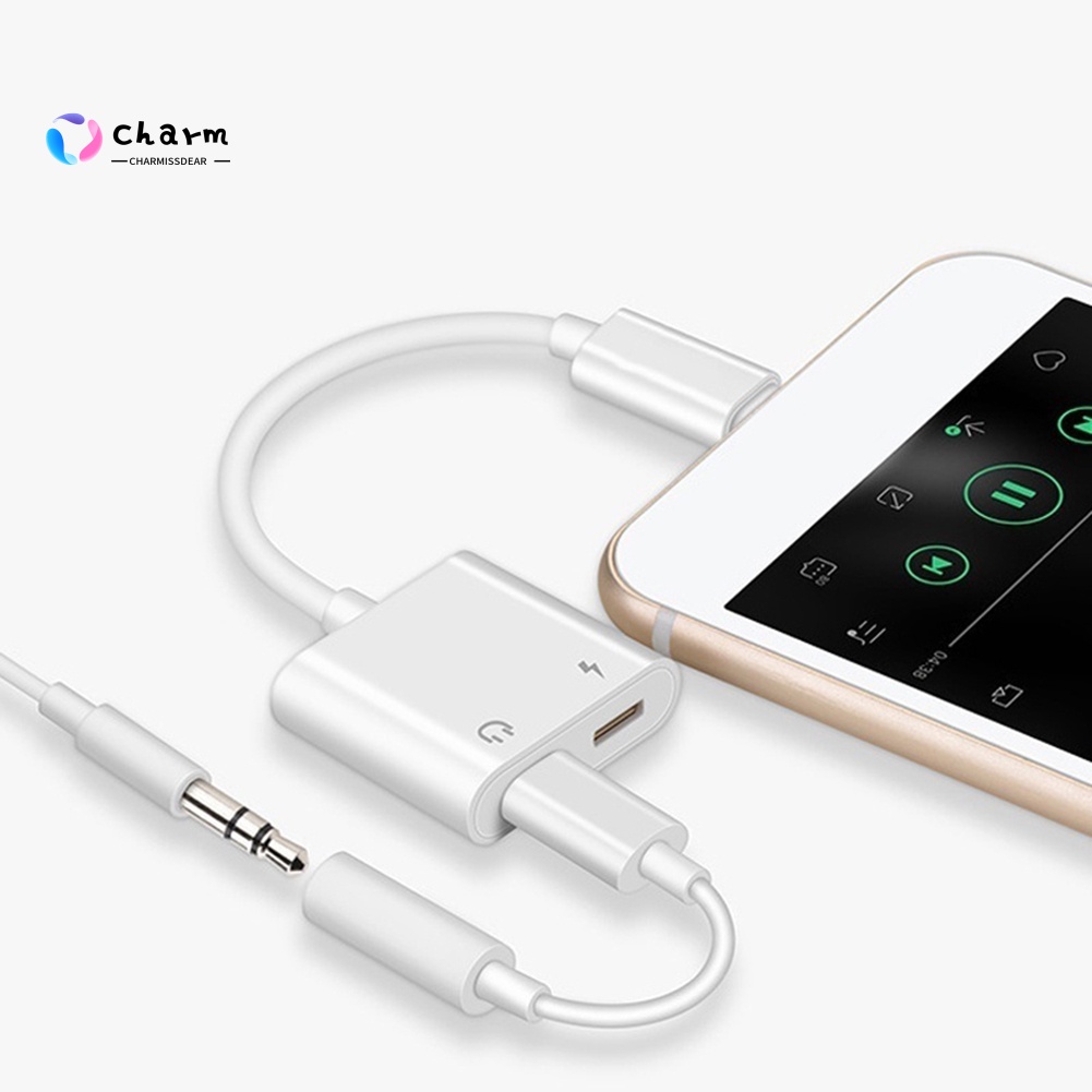 [CM] Availble 2 in 1 Charging Music Call Earphone Converter Adapter Cable for iPhone X/7/8/XS