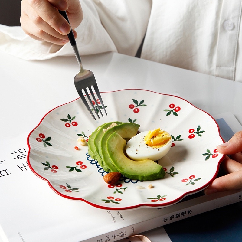 Đĩa nông lòng, đĩa sâu lòng - Bộ bát đĩa cherry cao cấp 🍒