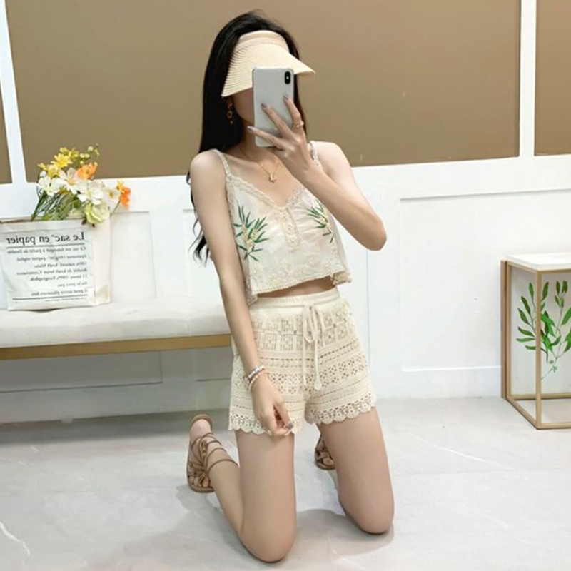 Áo Croptop Hai Dây Họa Tiết Hoa Thời Trang Mùa Hè Cho Nữ