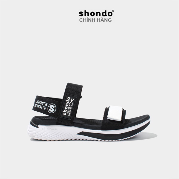 SHONDO | Sandals F7 Continew đế trắng phối quai đen trắng F7N0210