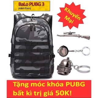 [KM tháng 6] BALO PUBG 3 Bản cao cấp (Xám Đen). (Tặng kèm móc khóa PUBG) (Ảnh thật)