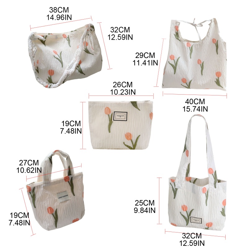 Túi Đựng Mỹ Phẩm Cỡ Lớn Họa Tiết Hoa Tulip Xinh Xắn Dành Cho Nữ