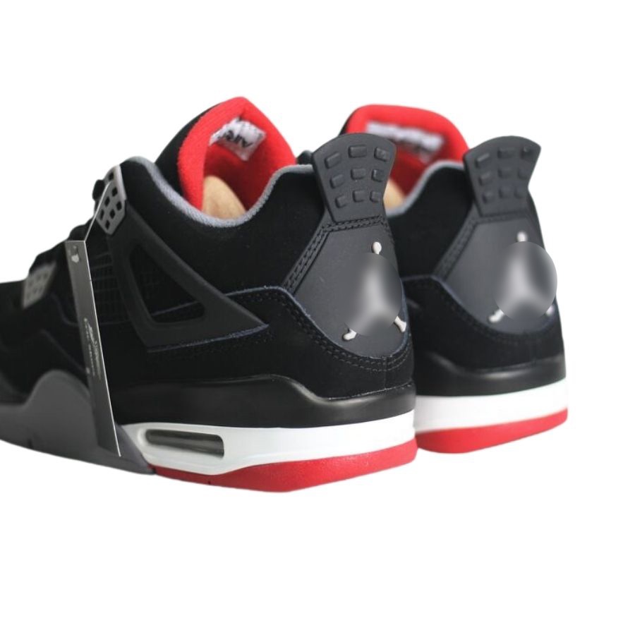 Giày thể thao cổ cao Jordan 4 nam nữ màu đen đỏ, Giày bóng rổ đẹp giá rẻ, Sneaker cao cổ retro bred