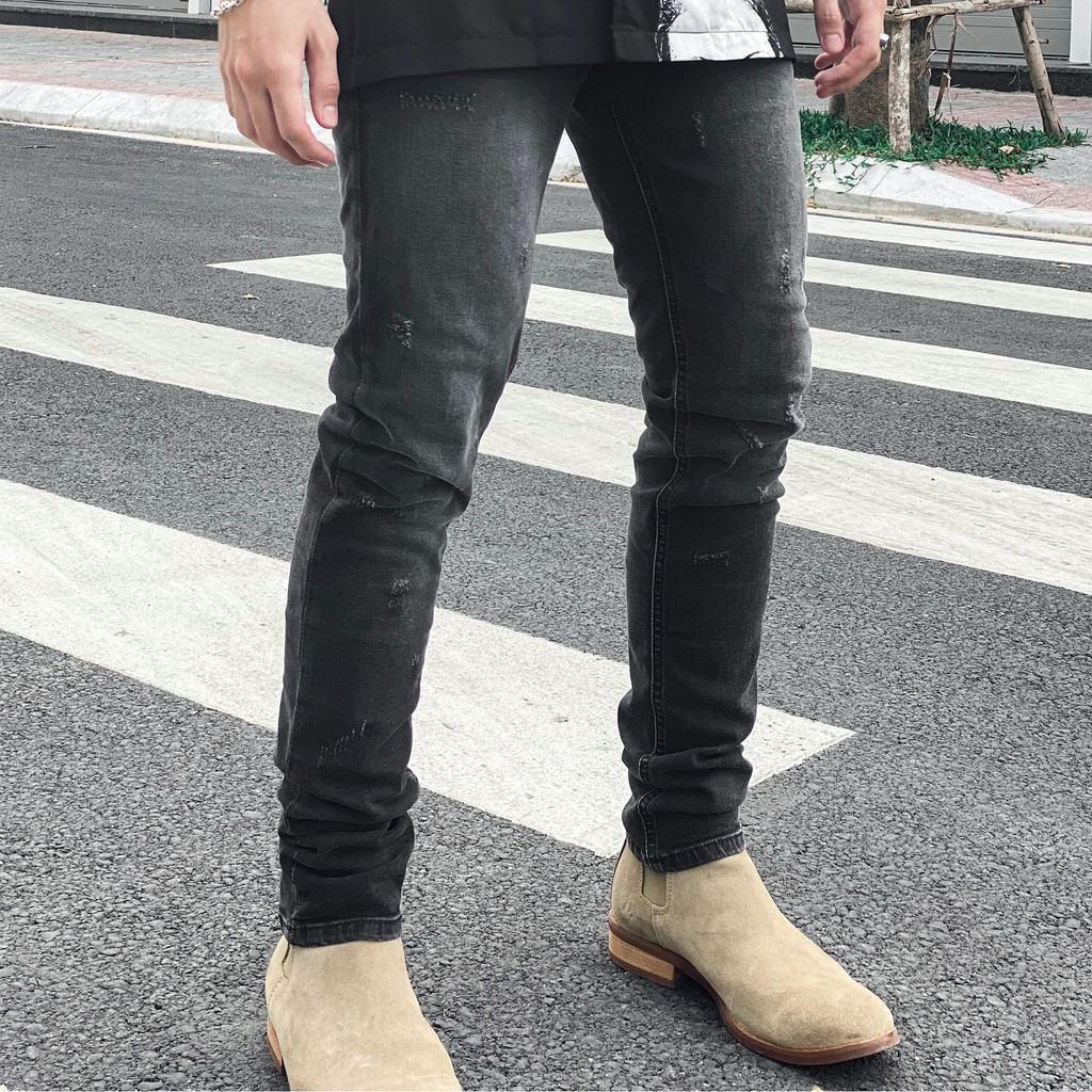Quần Jean Nam Streetwear LAZY BOUTIQUE Màu Xám Xước - Form Slimfit - Jean Thun Co Giãn. | BigBuy360 - bigbuy360.vn