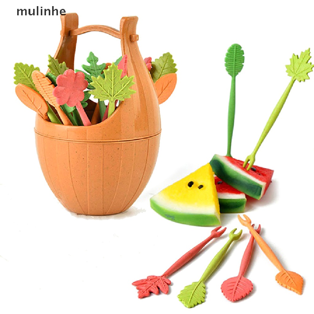 Set 16 Nĩa Ăn Trái Cây Mini Hình Hoạt Hình Dễ Thương