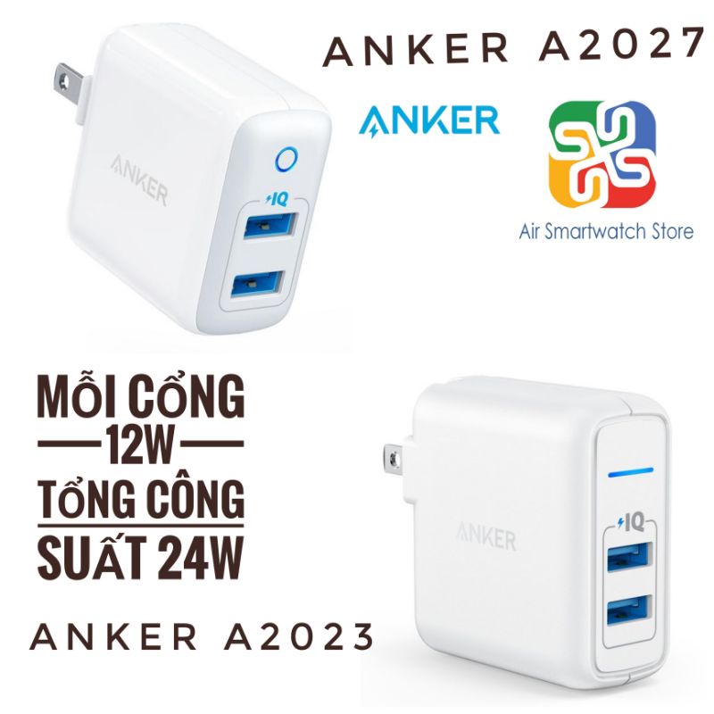Củ sạc Anker 2 cổng IQ 24W A2023 A2027