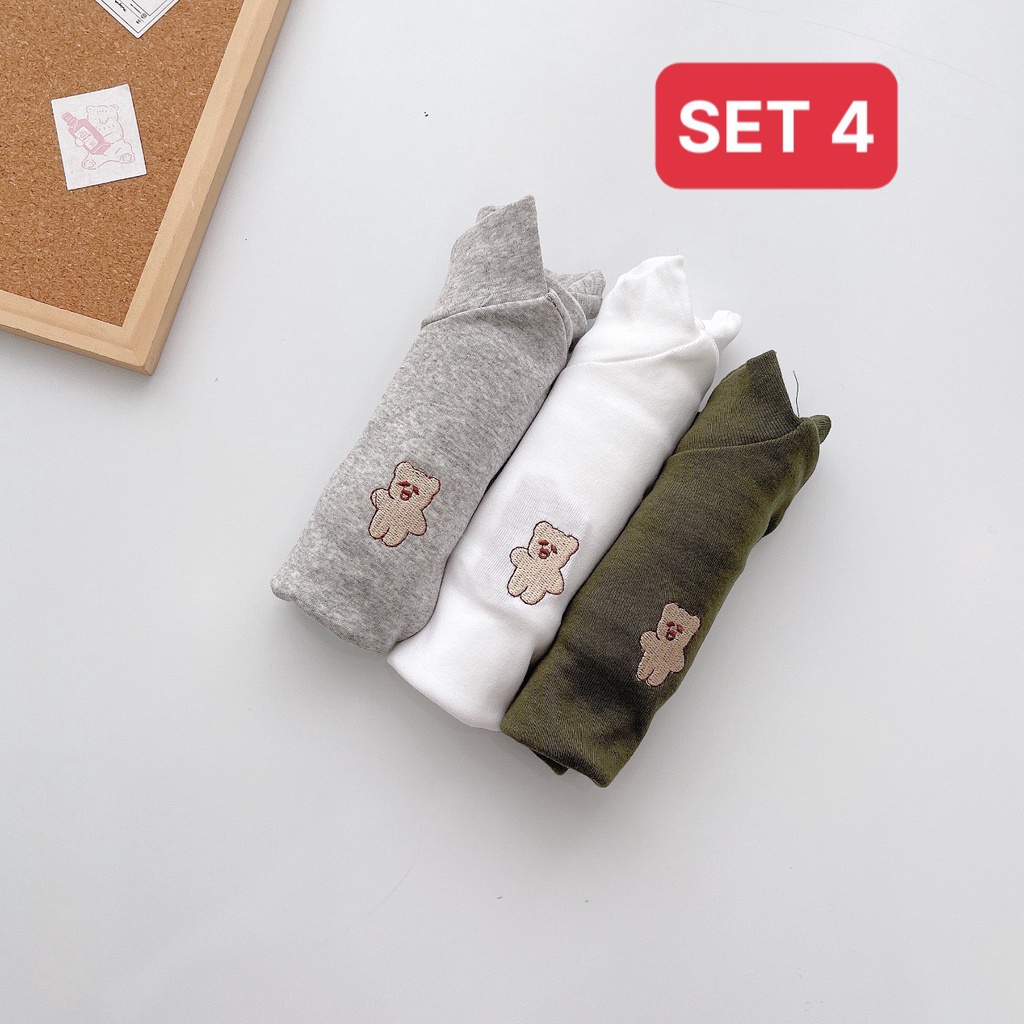 Set 3 áo thun dài tay cổ cao cho bé trai/bé gái mặc thu đông
