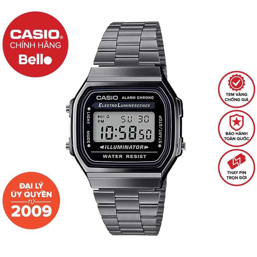 Đồng hồ Nam dây thép Casio A168WGG-1ADF chính hãng bảo hành 1 năm Pin trọn đời