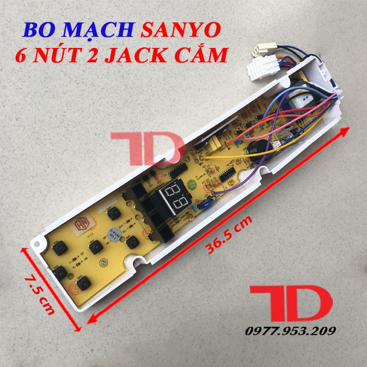 Bo mạch máy giặt SANYO 6 nút 2 JACK cắm 800ZT