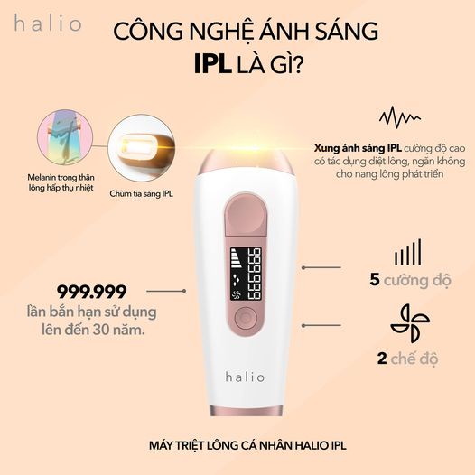 [BH 1 năm] Máy Triệt Lông Halio IPL-Triệt Lông Không Đau Đớn - Sakha shop