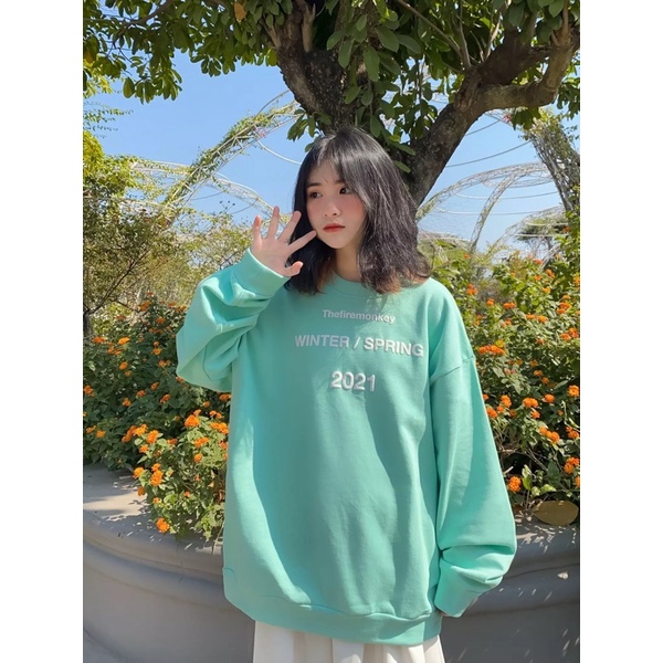 [SIÊU HÓT] Áo Sweater Nỉ Mặt Cười Ghép Đôi Form Rộng Tay Phồng, Áo Nỉ Đôi Nữ Siêu Cute (Ảnh Thật)