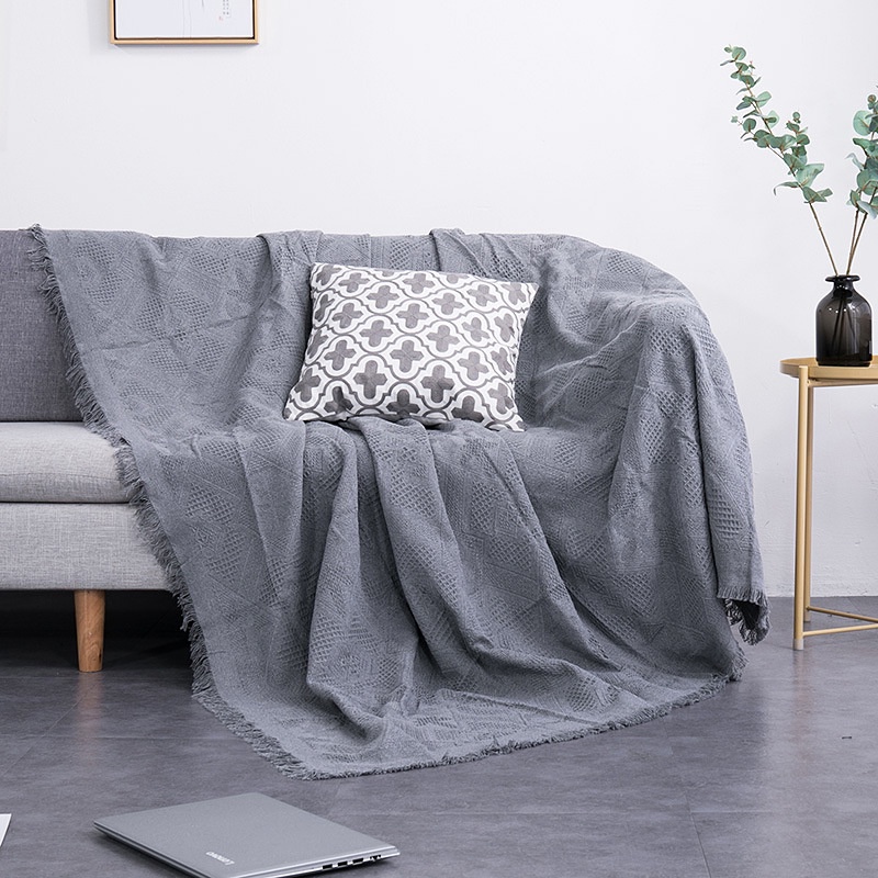 [ CÓ SIZE LỚN ] Khăn Thảm Phủ Sofa TÔNG TRẮNG ĐEN chống bụi bẩn, Mền đắp thư giãn, Thảm Sofa Phòng Khách SBK101